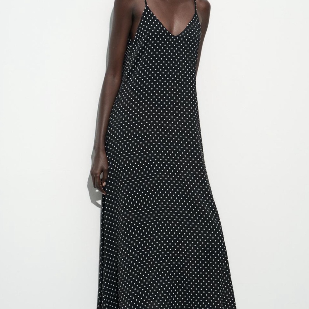 Zara Black and White Polka Dot Maxi Dress
